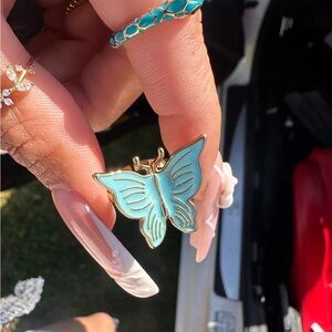 Butterfly Enamel Ring - Turquoise Blue